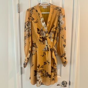 BTFL-Life Golden yellow floral wrap dress.  Size S.